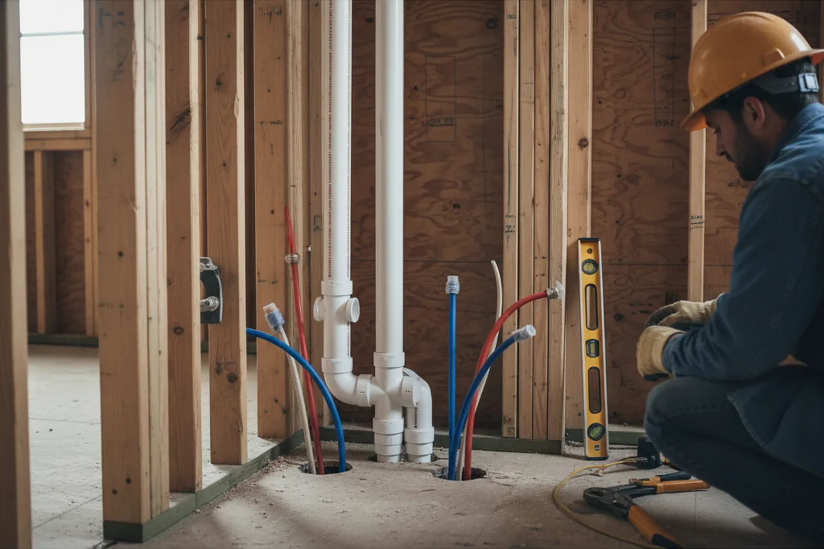 Drain and supply rough-in during Garbage Disposal Repair in Avon